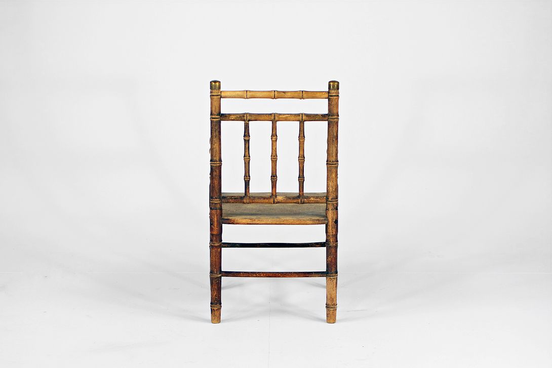 Foto Beautiful Wilhelminian Children&#8217;s Bamboo Chair with Armrests