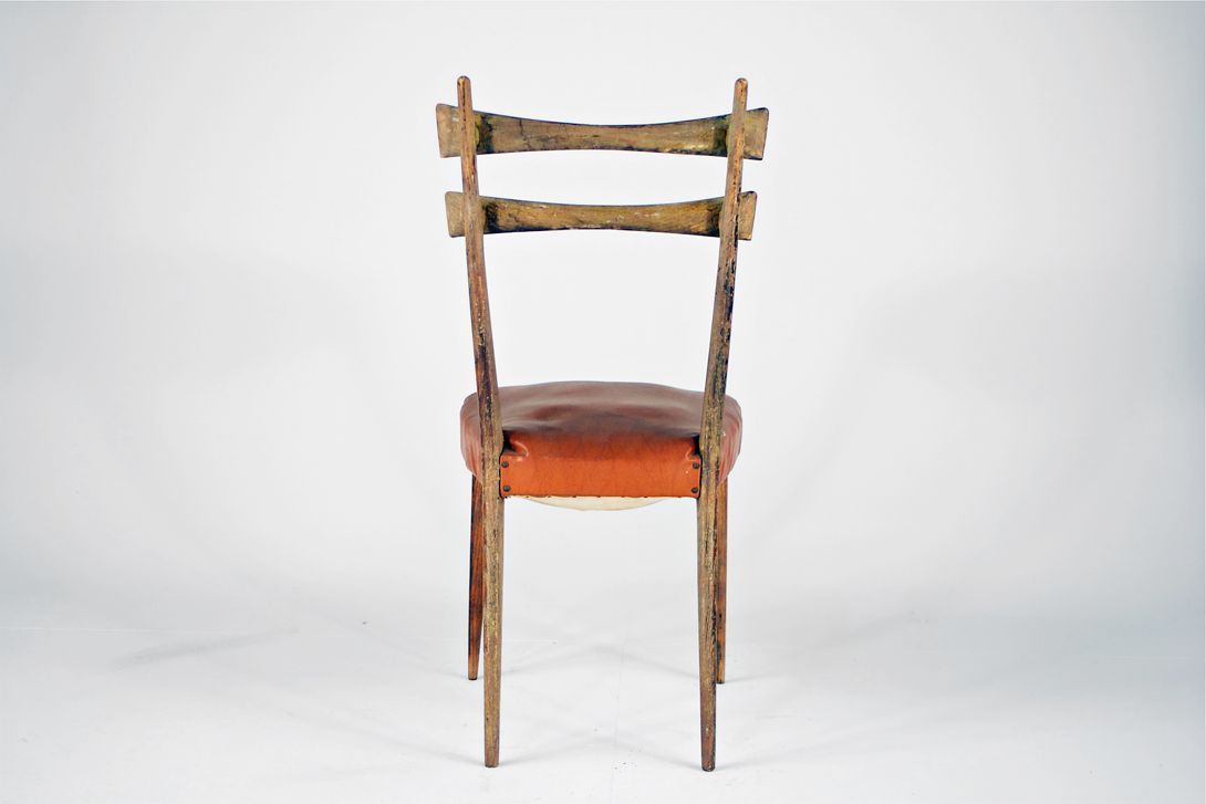 Foto Italian Dining Chair with Cognac Sky Leather Seat 1955
