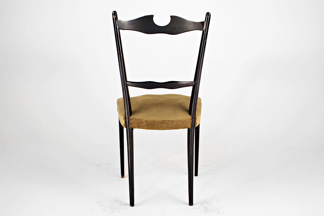 Foto Black Dining Chair with Olive Velvet Seat