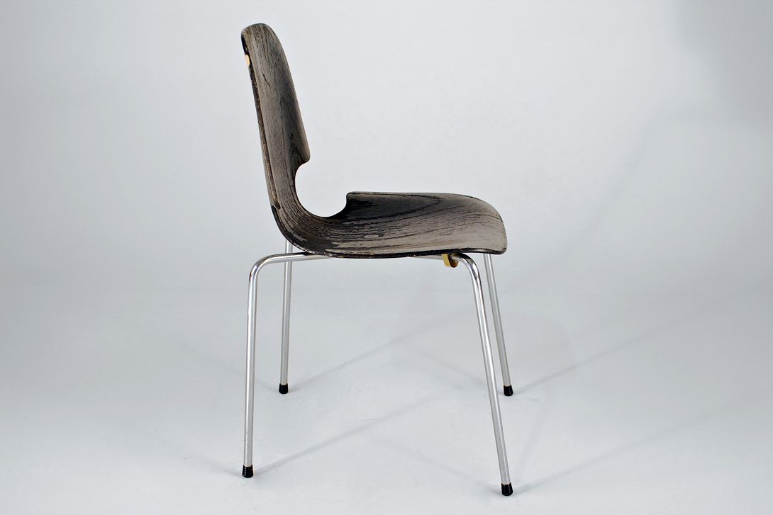 Foto Black Plywood Chair with Chrome Steel Tube Legs, 1962