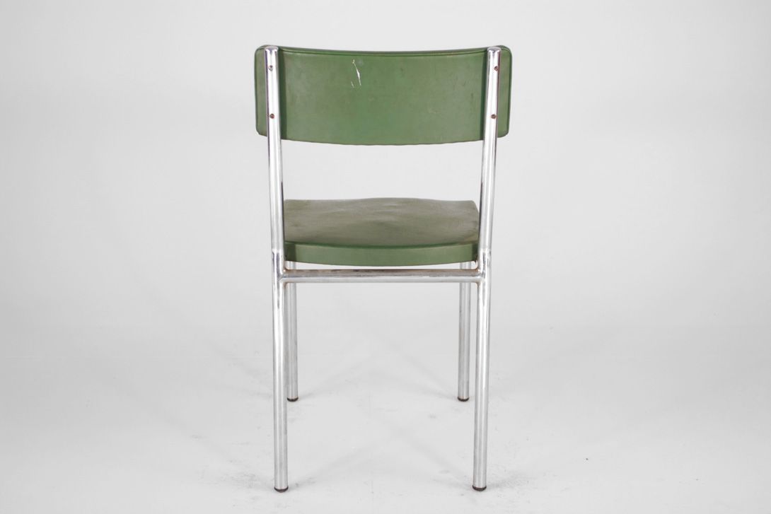 Foto Modern Steel Pipe Chair Upholstered Green Sky USA 1949