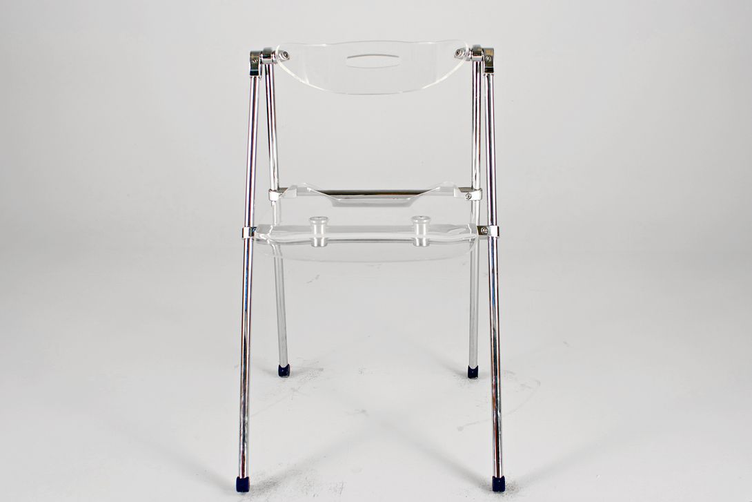 Foto 1960s Transparent Acrylic Folding Chair with Chrome Frame