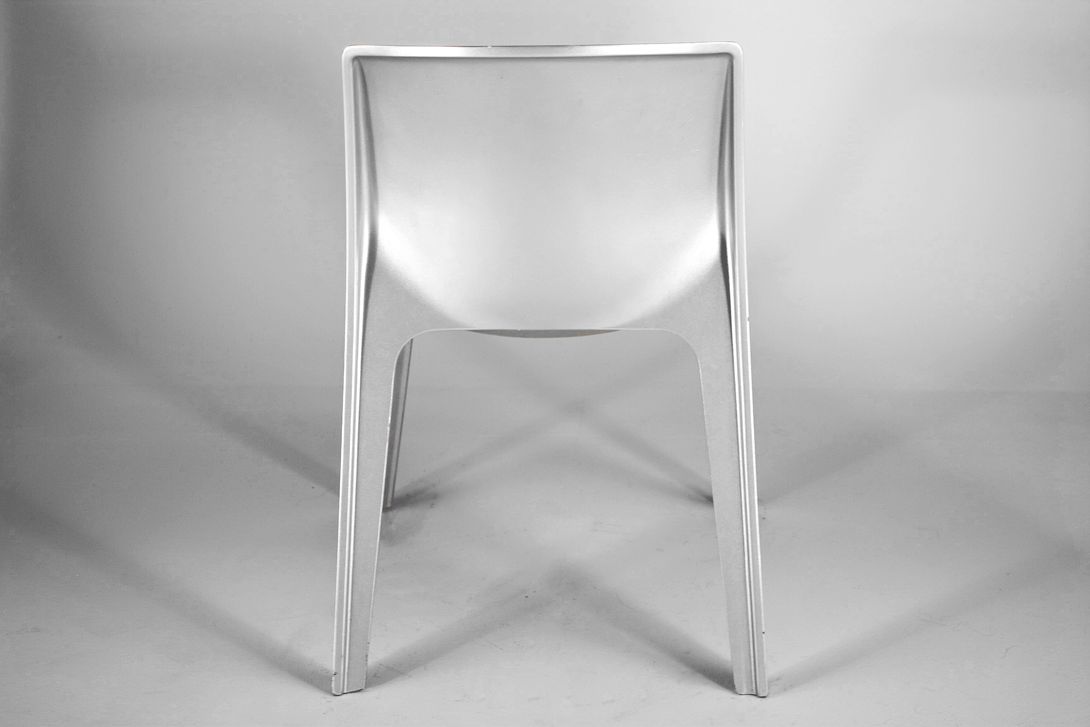 Foto Shiny Silver GDR Plastic Chair Inspired by Bellini, 1968