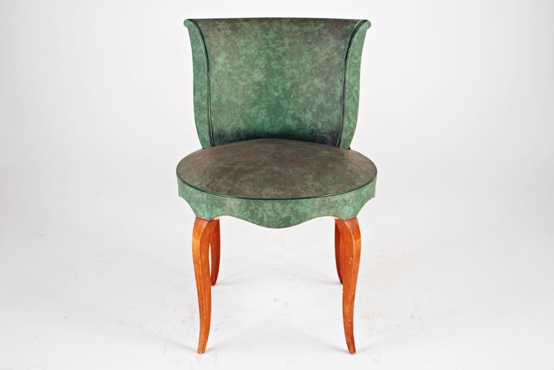 Foto Italian Green Sky Leather Cocktail Chair 1957