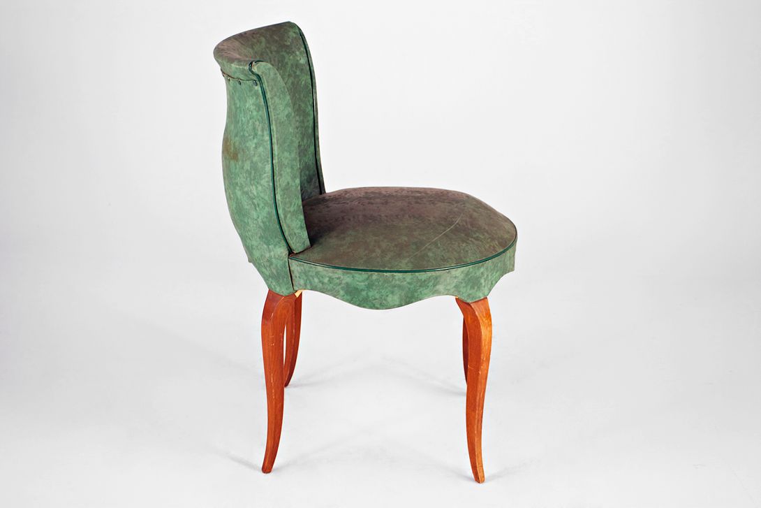 Foto Italian Green Sky Leather Cocktail Chair 1957