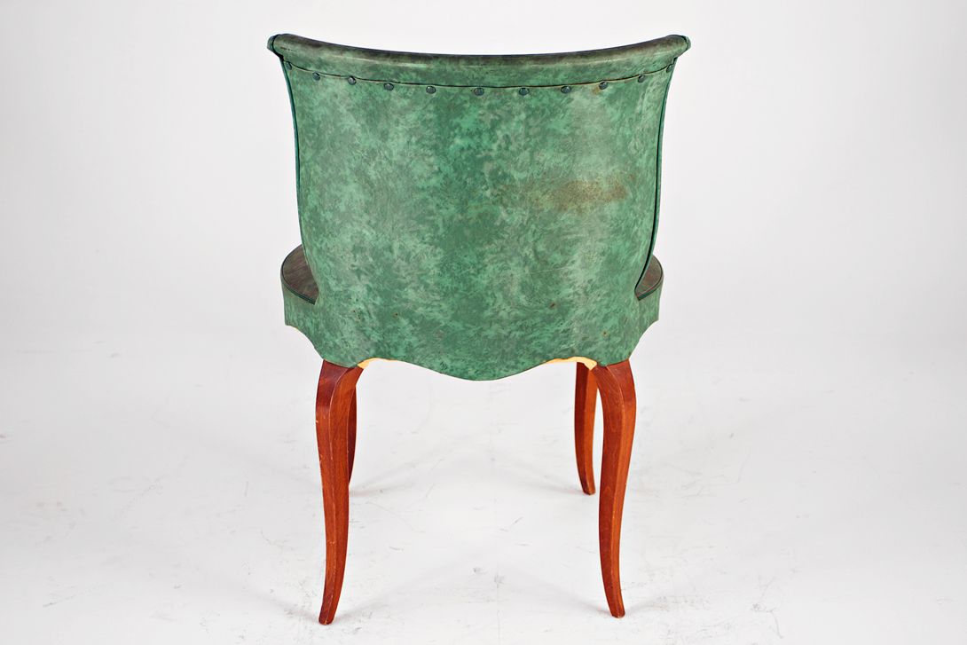 Foto Italian Green Sky Leather Cocktail Chair 1957