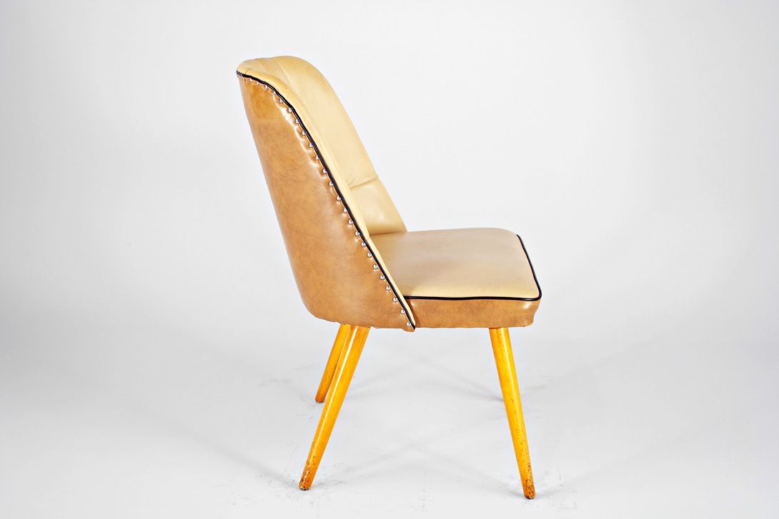 Foto Cocktail Chair Beige Brown Upholster Inlays Germany 1957