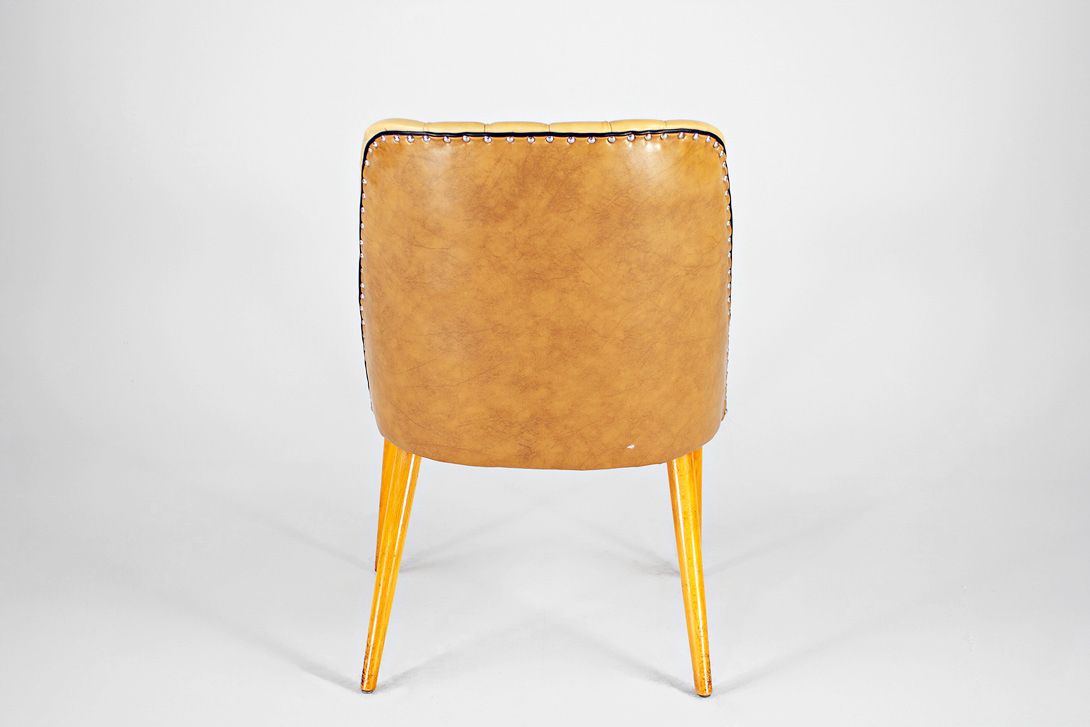 Foto Cocktail Chair Beige Brown Upholster Inlays Germany 1957