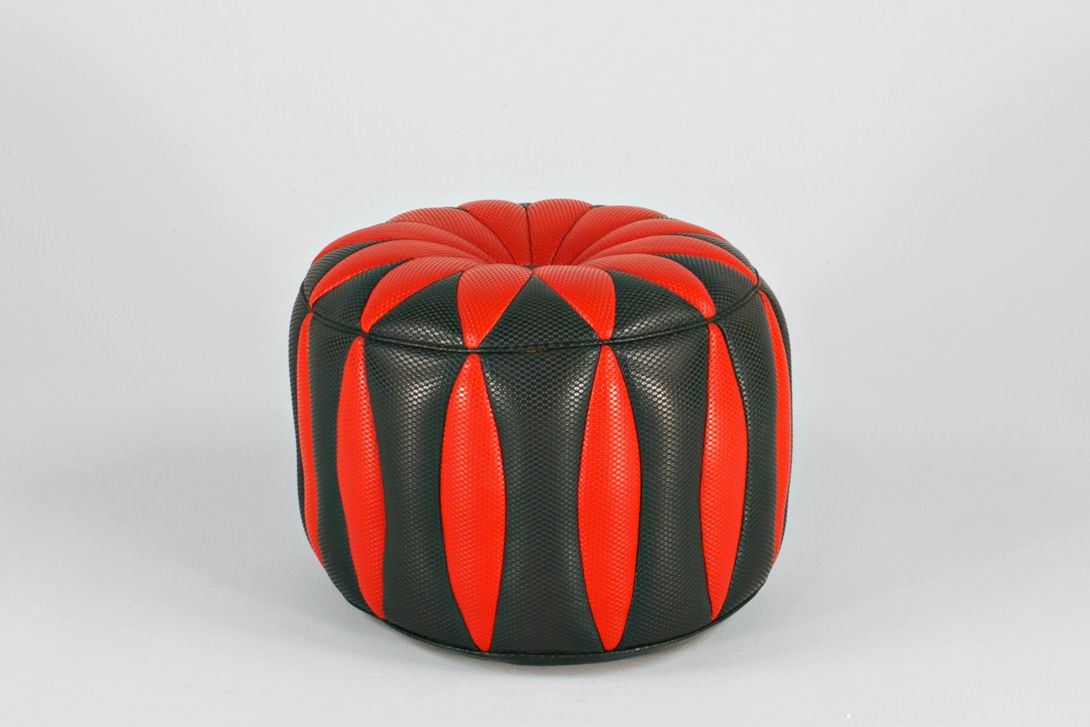 Foto Black and Red Leather Floor Seat Cushion