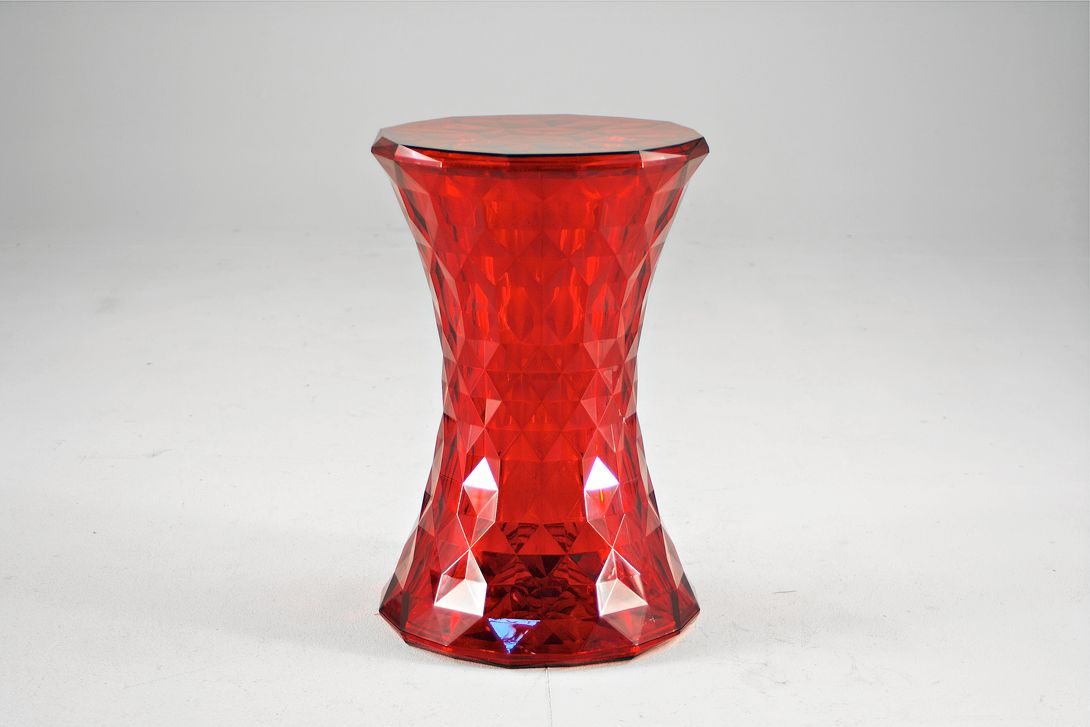 Foto Kartell Stone Stool Red Acrylic Side Table Diamond h47x31