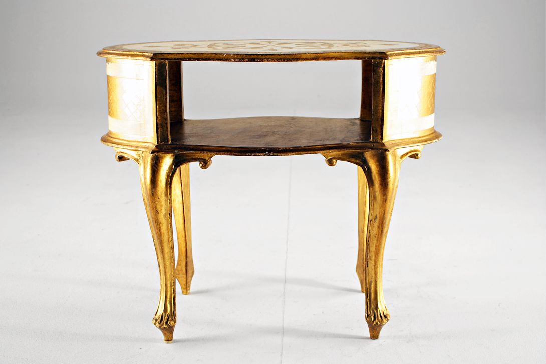 Foto Golden Baroque Style Side Table h64x36x54