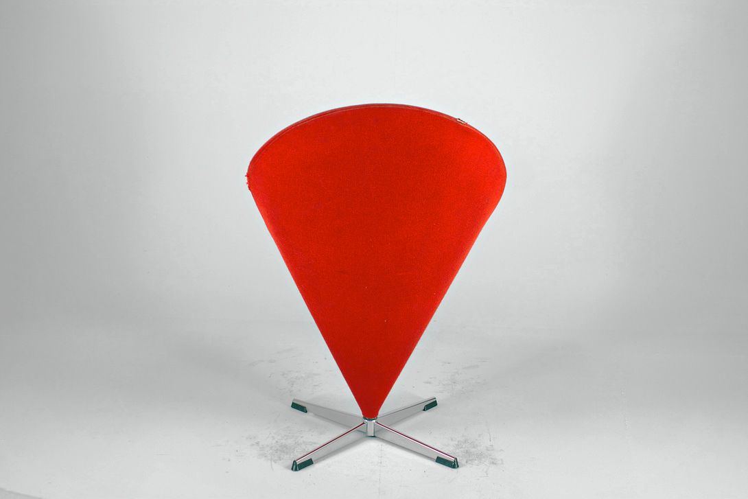 Foto Vintage Red Verner Panton Cone Chair 1959