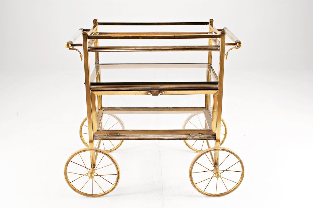 Foto Serving Cart Brass with Glass Fittings 1935 h75x75x35