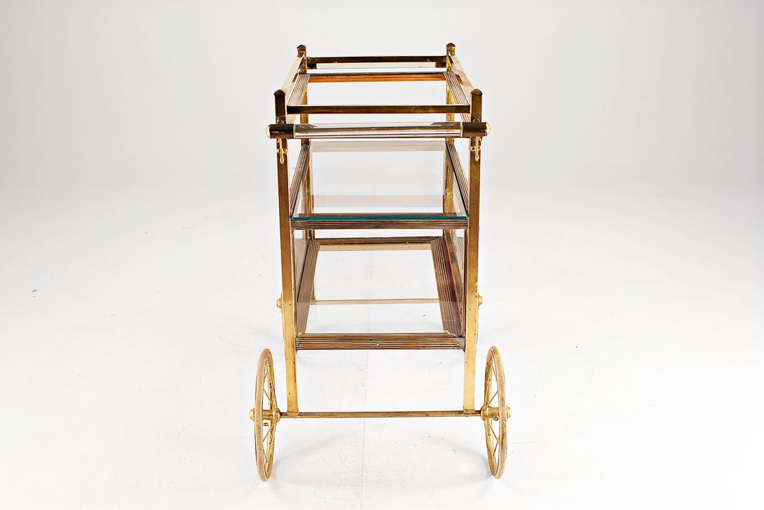 Foto Serving Cart Brass with Glass Fittings 1935 h75x75x35