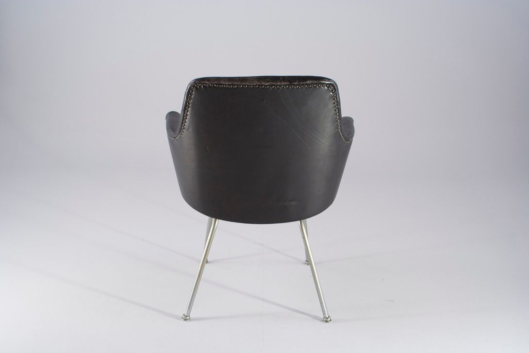 Foto Black Sky Leather Armchair in the Style of Saarinen&#8217;s Executive Armchair, 1962