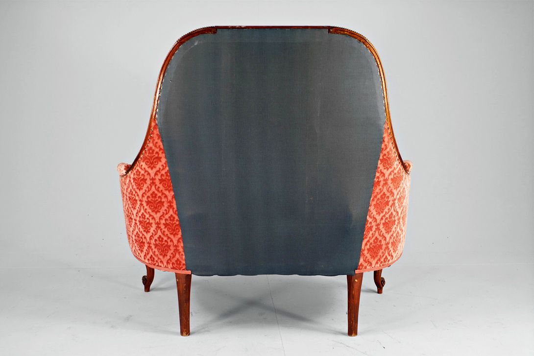 Foto Small Red Velvet Biedermeier Sofa h114x116x63