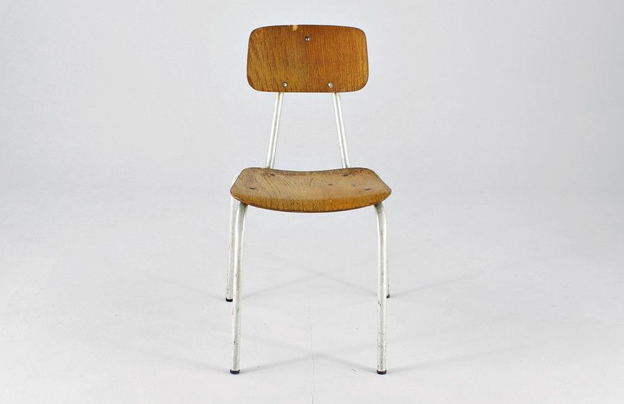 Foto Wooden Hospital Chair with Aluminium Frame, Germany 1950