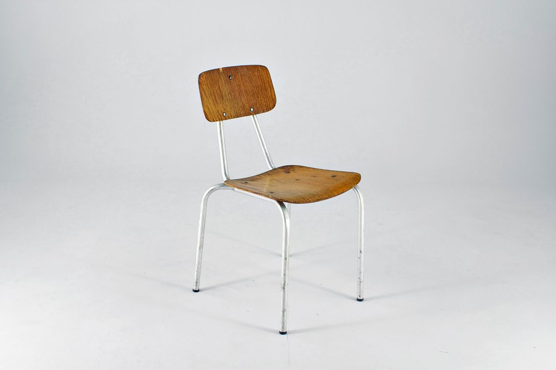 Foto Wooden Hospital Chair with Aluminium Frame, Germany 1950