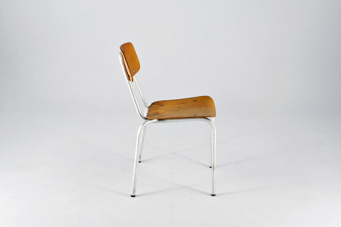 Foto Wooden Hospital Chair with Aluminium Frame, Germany 1950