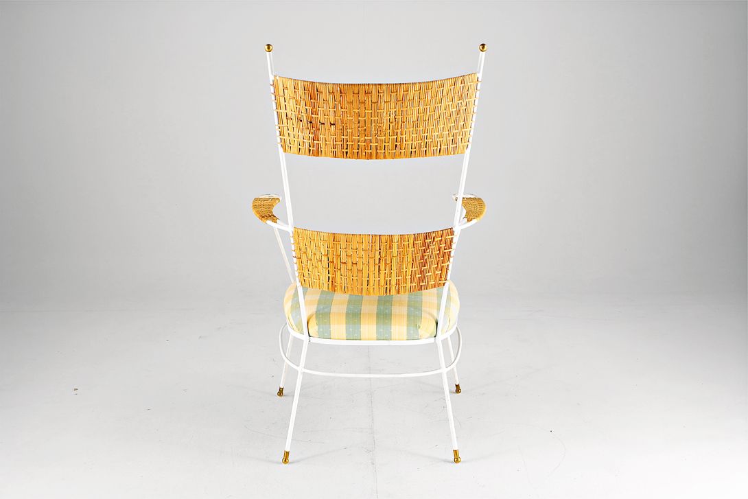 Foto Original 1950&#8217;s Patio Armchair with Striped Seat Cushions
