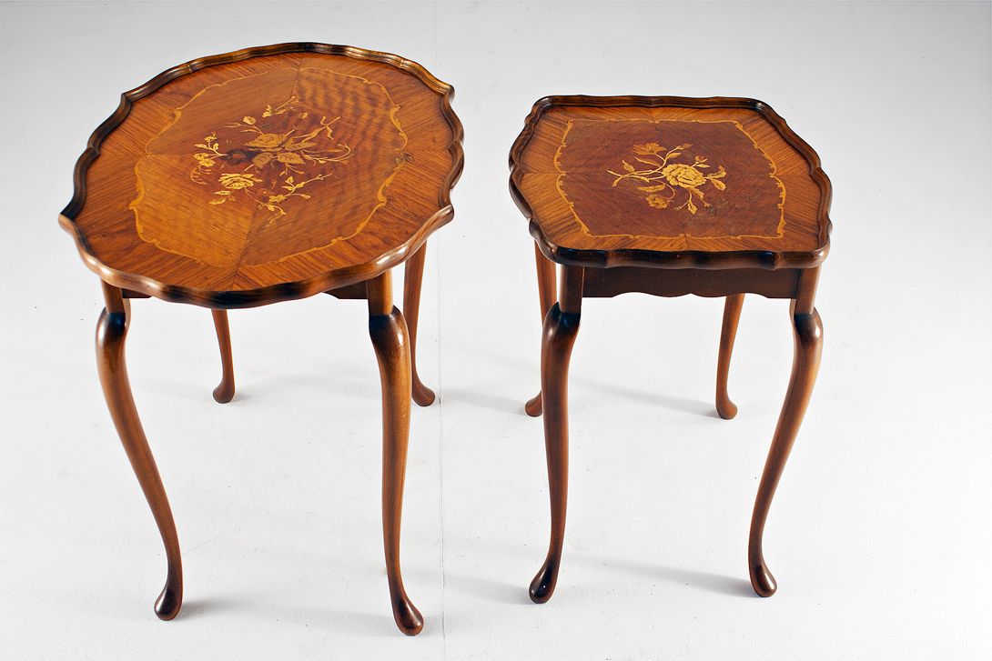 Foto Set of Empire Inlayed Nesting Tables Germany 1920 h64x44x57
