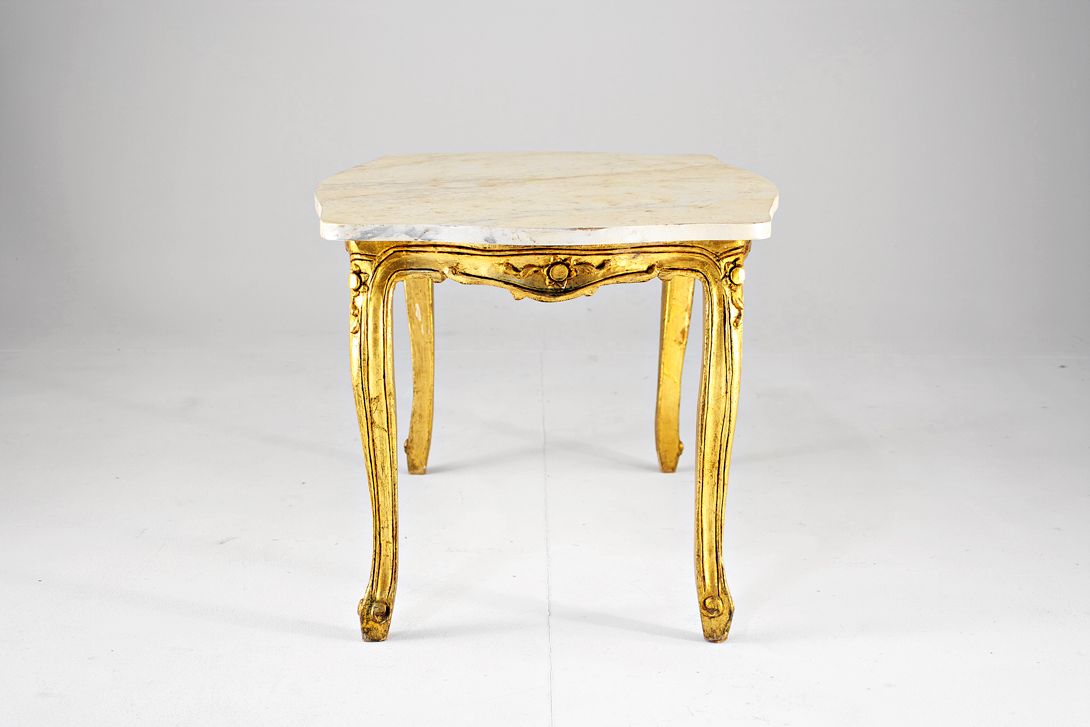 Foto Gold Baroque Coffee Table with Painted Marble Top h50x97x62