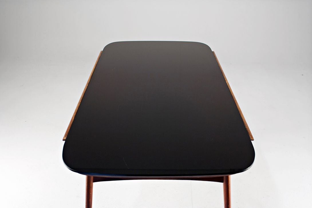 Foto Designer Coffee Table with Black Glass Top Prague 1955 h60x140x63