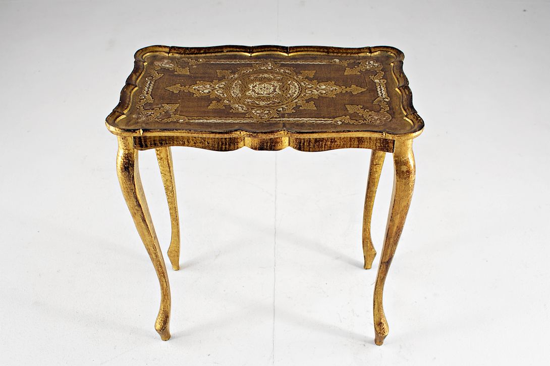 Foto Gold Wooden Baroque Style Side Table h60x55x35