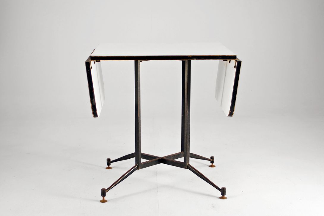 Foto Extendable Italian Black Metal Kitchen Table with White Top h75x70x55