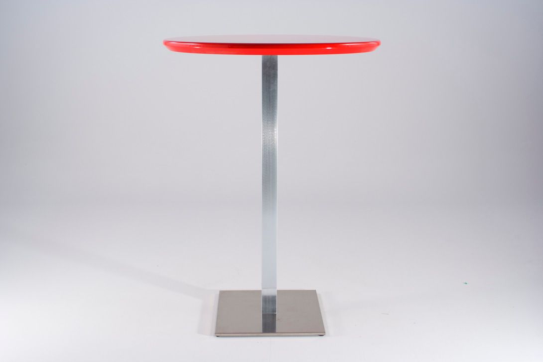 Foto (33503) High Table with Squared Base and Red Round Top h110x80
