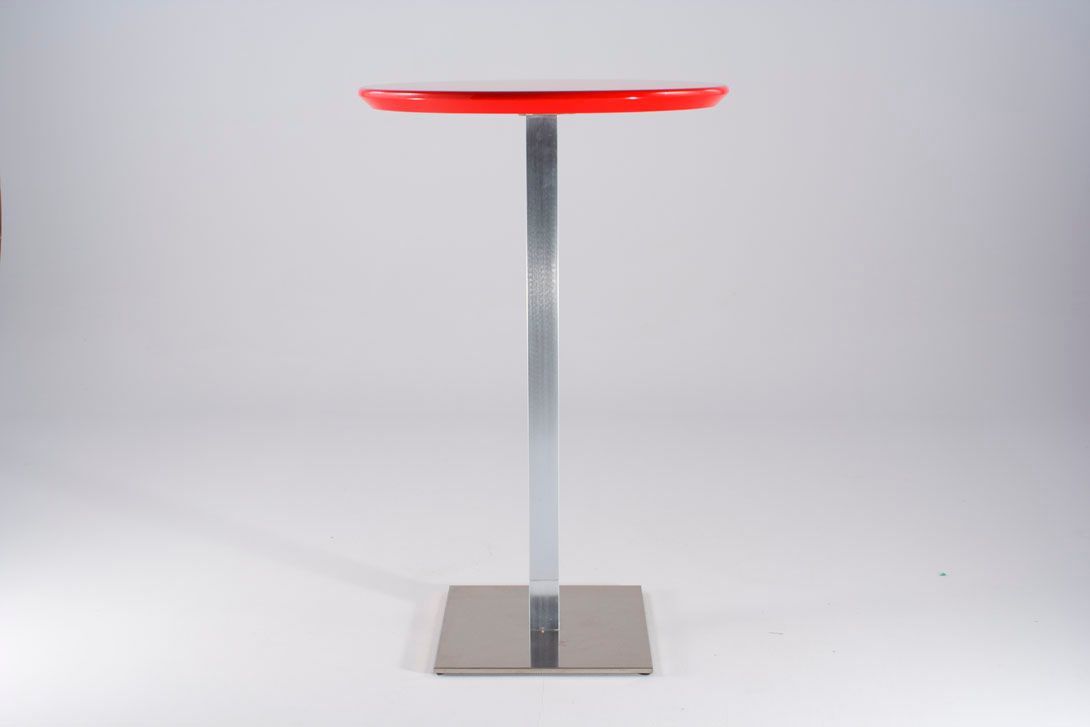 Foto (33533) High Table with Squared Base and Red Round Top h110x70
