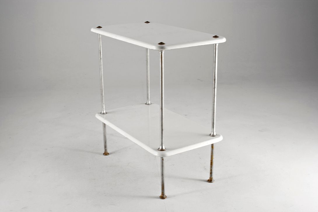 Foto White Marble Functional Shelf Table Bathroom or Kitchen 1910 h80x65x42