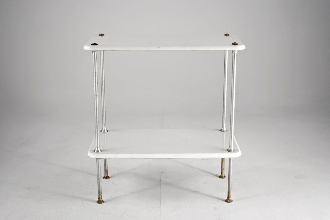 Foto White Marble Functional Shelf Table Bathroom or Kitchen 1910 h80x65x42