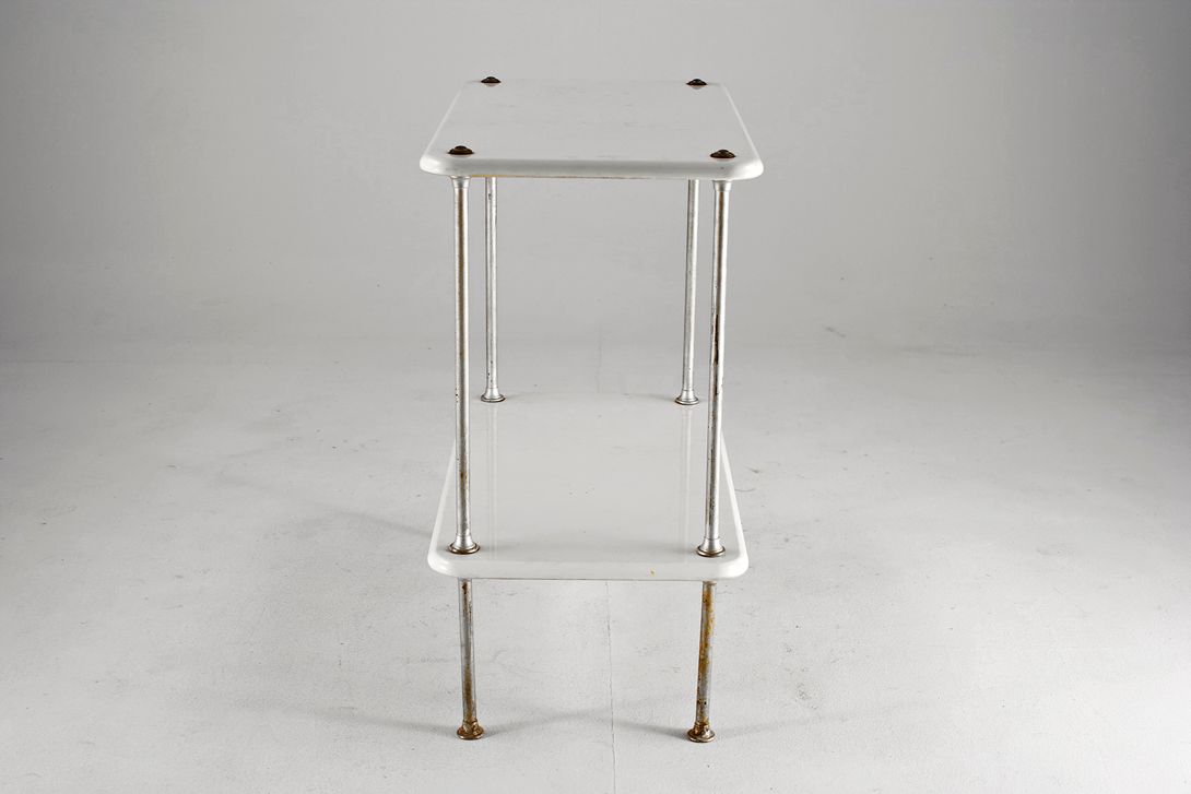 Foto White Marble Functional Shelf Table Bathroom or Kitchen 1910 h80x65x42