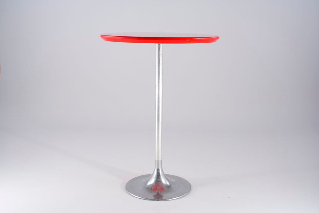 Foto (33523) High Table with Trumpet Base and Red Round Top 80cm H110