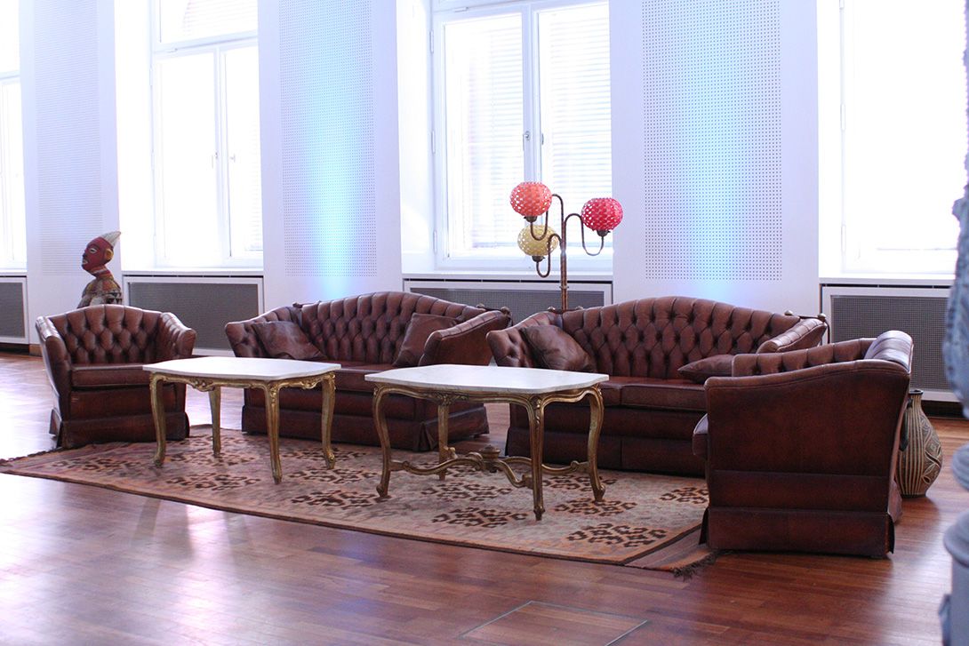 Foto Gold Baroque Coffee Table with Painted Marble Top h50x97x62