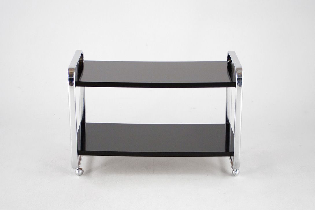 Foto Side Table Serving Cart Black &#038; Chrome h60x83x42