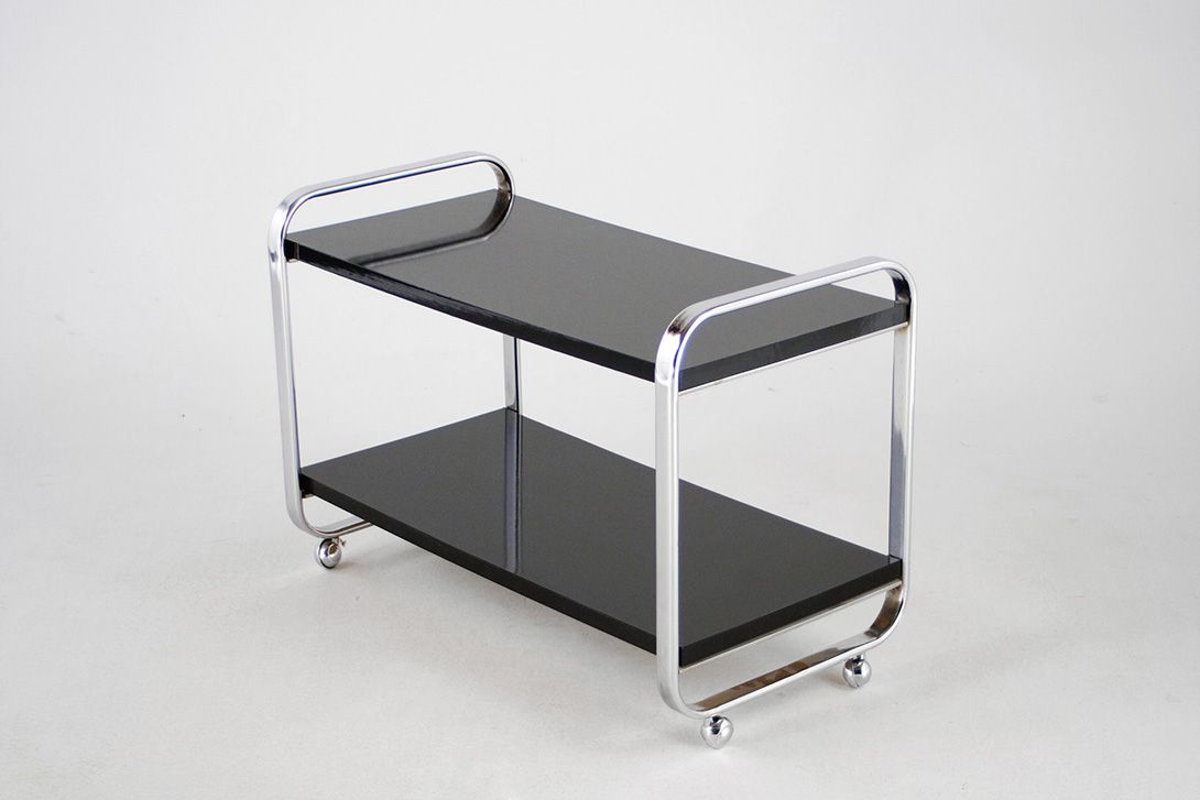 Foto Side Table Serving Cart Black &#038; Chrome h60x83x42