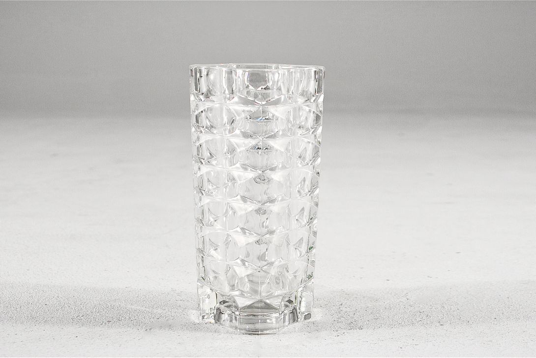 Foto Transparent Crystal Glass Table Vase Facet Cut h25