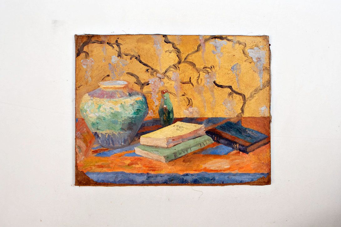 Foto Oil Painting Vase and Books Still Life 13 h50x65 29A11