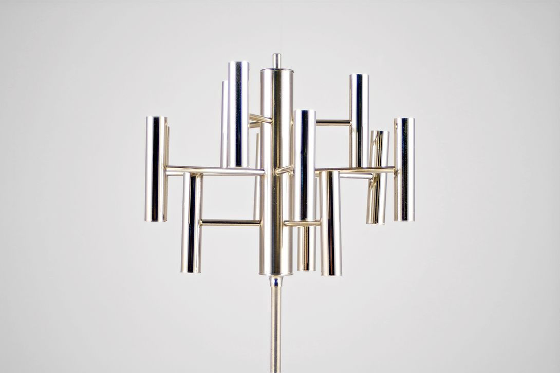 Foto Floor Lamp Mid-Century Nickelplated h160 A2
