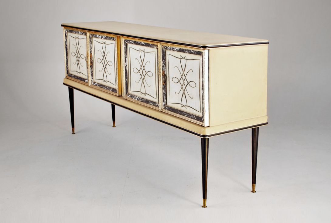 Foto Mascagni Italian Leather and Glass Sideboard 1954 w183