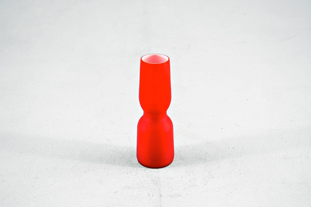 Foto Red Frosted Glass Murano Table Vase h18