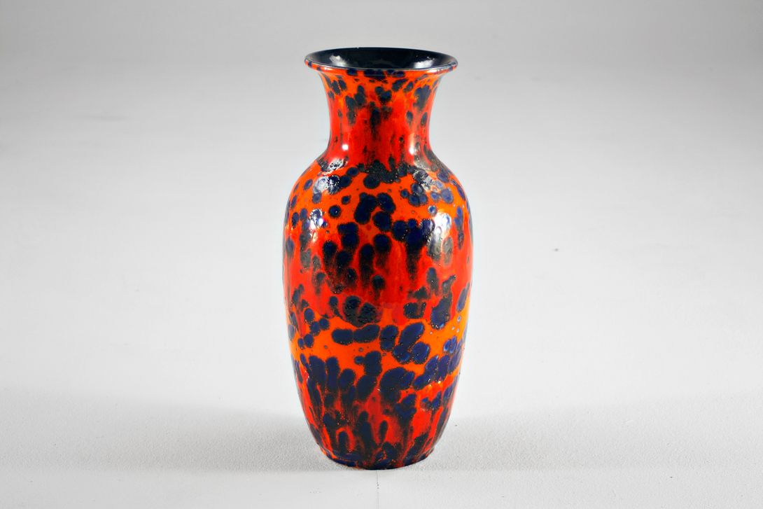 Foto Ceramic Table Vase Red and Blue Freckle Decor h40 E6
