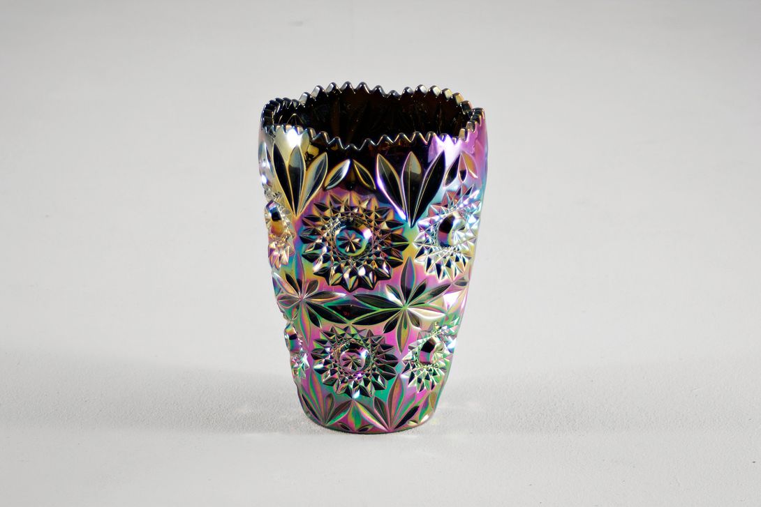 Foto Glass Table Vase, Chrystal Style with Metallic Finish, 1960 h25