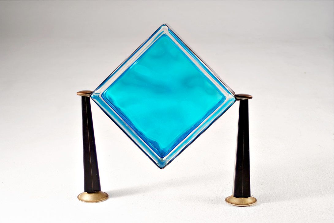 Foto Turquoise Square Diamond Glass Sculpture