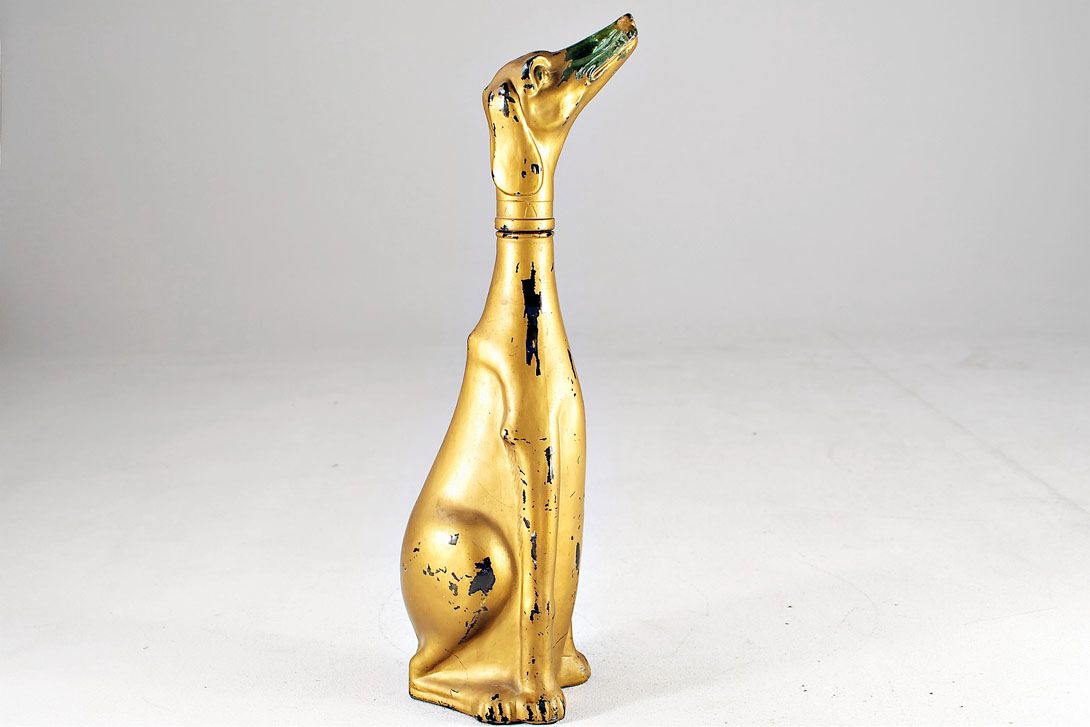 Foto Golden Dog shaped Glass Bottle h61cm