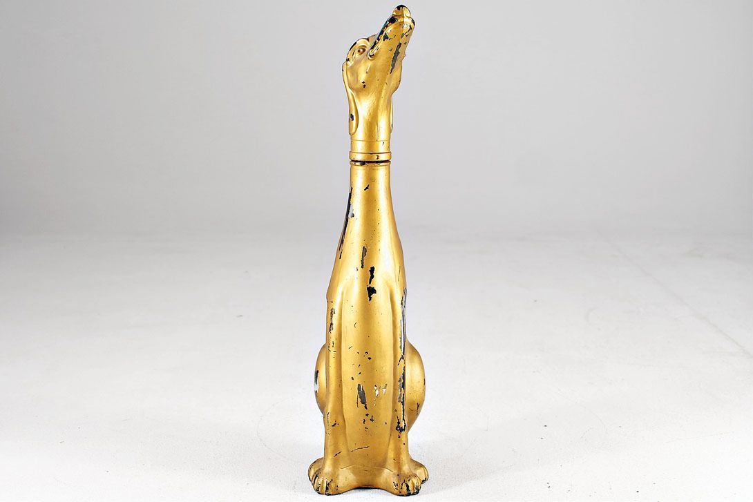 Foto Golden Dog shaped Glass Bottle h61cm