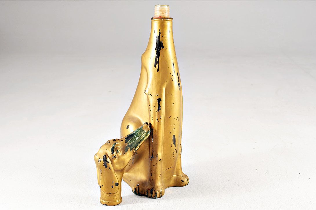 Foto Golden Dog shaped Glass Bottle h61cm
