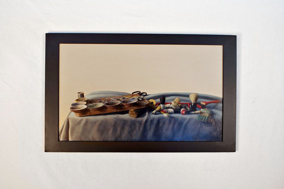 Foto Oil Painting Still Life Brush and Colors h57x93